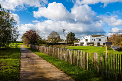 Jardin vu du chemin de campagne